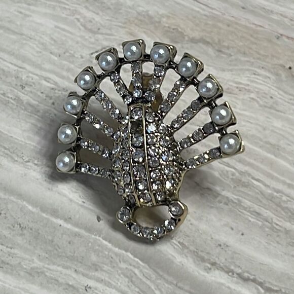 Anthropologie Cosmic Rocker Vintage Rhinestone Pearl Statement Post Earrings - Picture 9 of 9